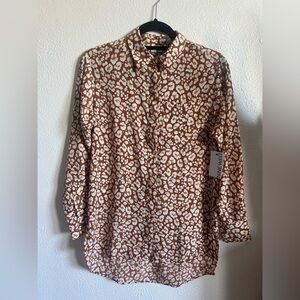 Nine West  Women’s Brown and White Animal Print Shirt